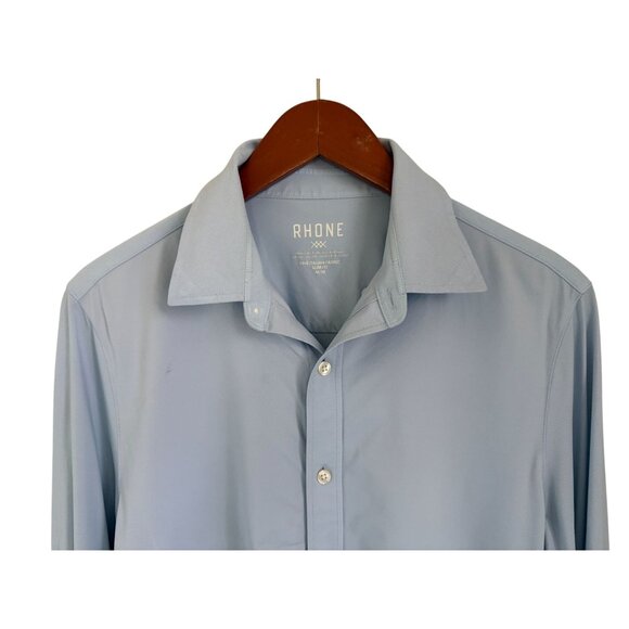 Rhone Mens Slim Fit Blue Button-Up Shirt Fine Italian Fabric M - Picture 2 of 6